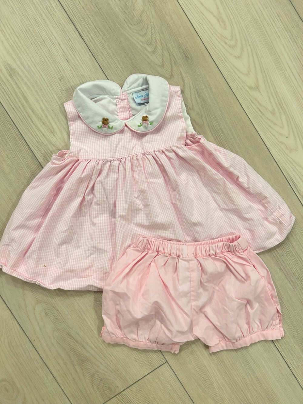 Nora James bunny pink gingham 18mo set